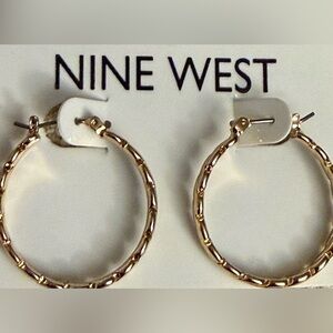 Nine West Breaded Textured Gold Hoop Earrings